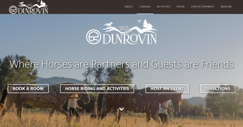 Dunrovin Ranch homepage screenshot