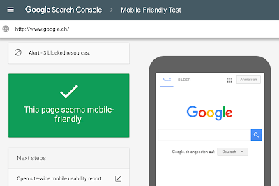 Google Search Console's Mobile Friendly Test 