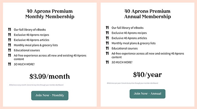 40Apronscom memberships
