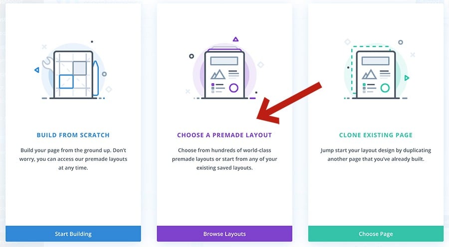 Choose a premade layout option in DIVI
