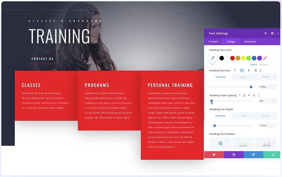 Divi training website example