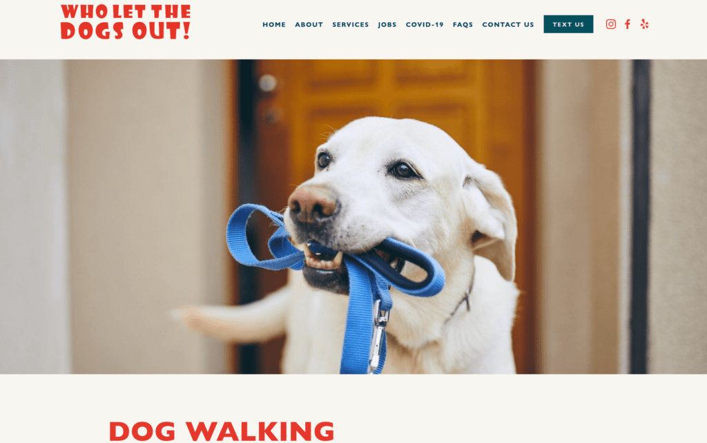 Dog walking business website.