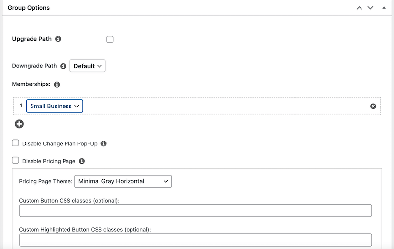 The Group Options section in Groups. 