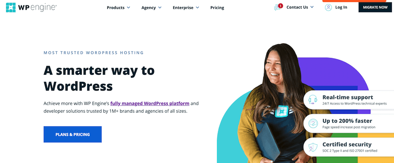 The WP Engine homepage. 