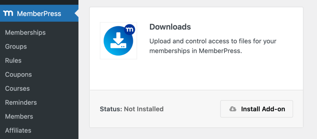 MemberPress downloads add on