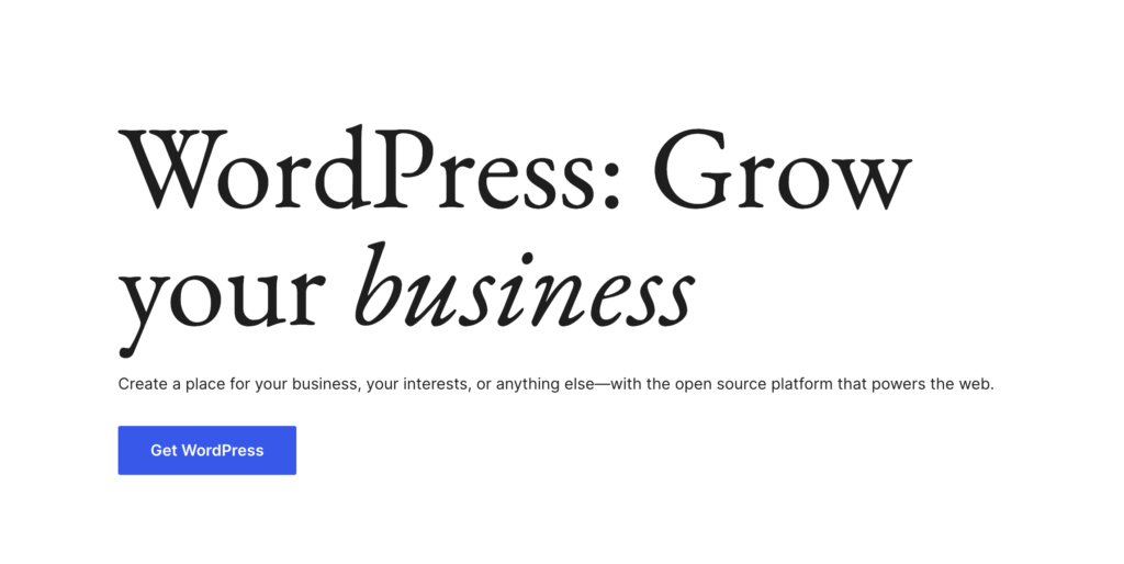 The WordPress CMS homepage