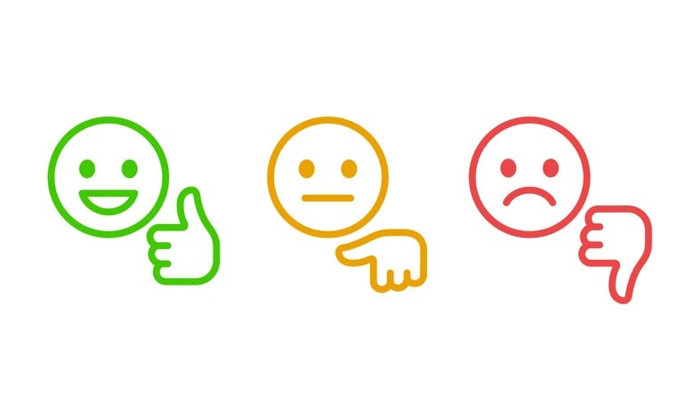 thumbs up thumbs neutral and thumbs down icons in a row
