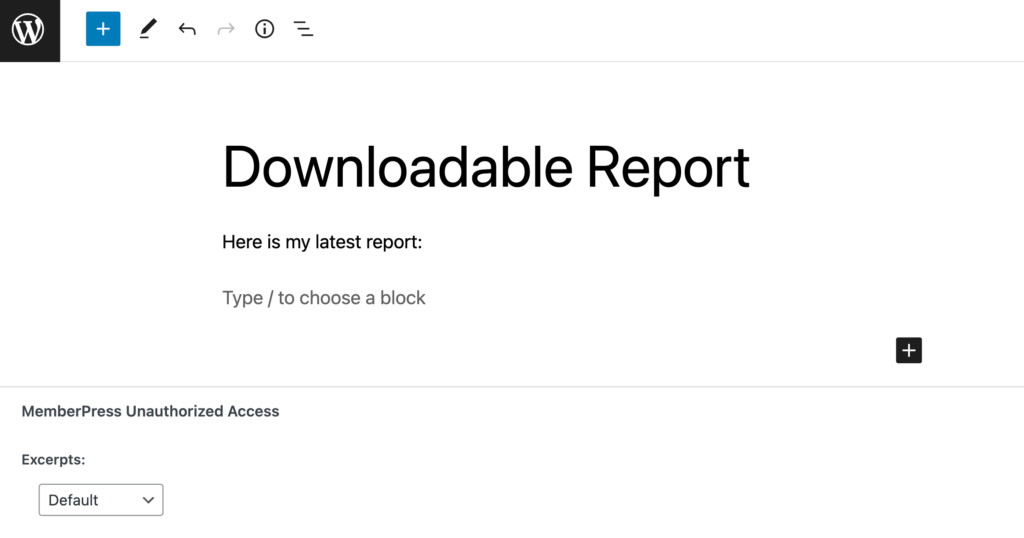 A downloadable report in WordPress. 