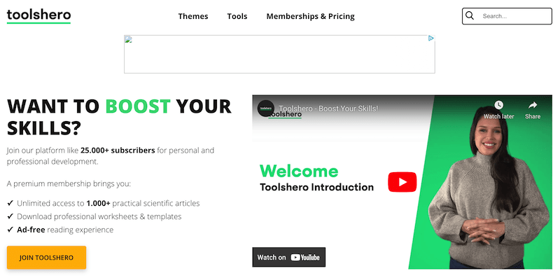 The Toolshero homepage