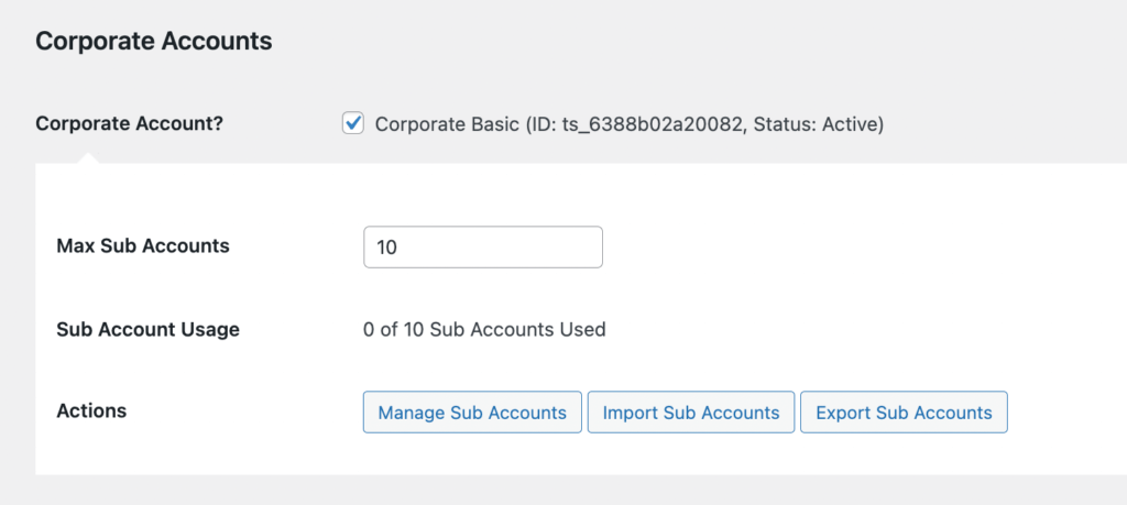 Manage sub accounts
