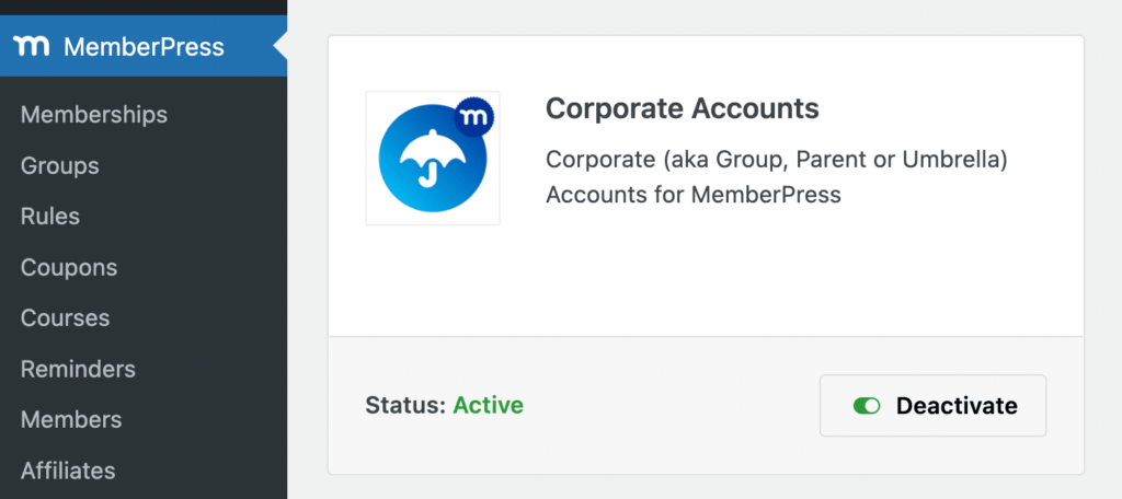 MemberPress Corporate Accounts add on