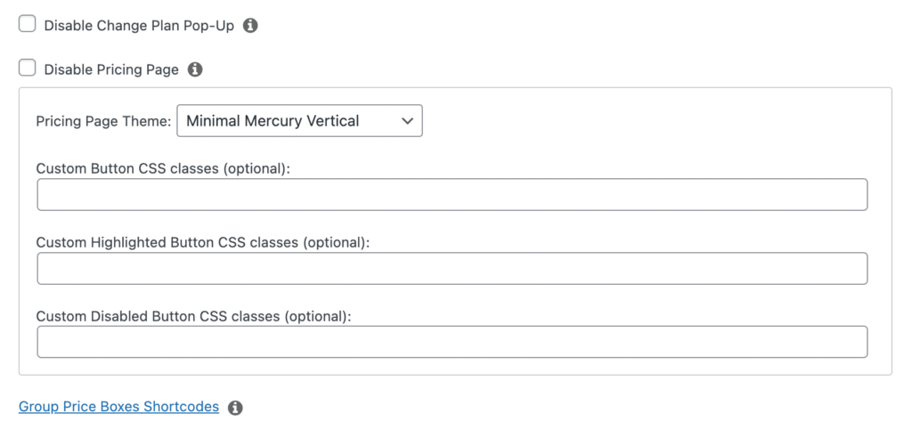 Pricing page theme