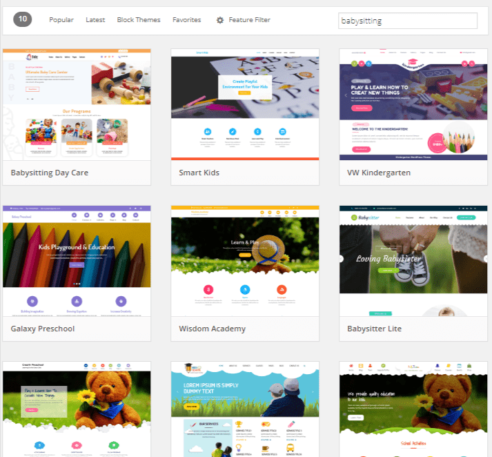 WordPress Babysitting themes