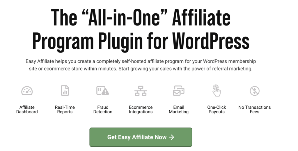Easy Affiliate affiliate program management plugin for WordPress homepage screenshot