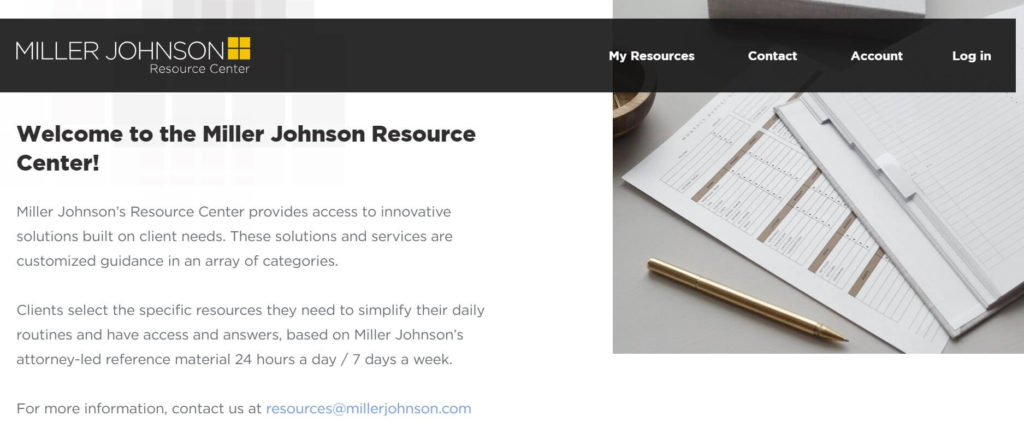 Miller Johnson resource center for legal clients is an example of recurring revenue businesses.