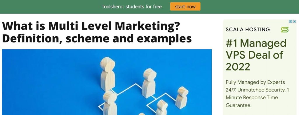 Example of relevant ads on a marketing website