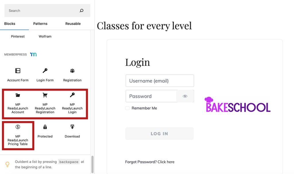 ReadyLaunch™ by MemberPress reusable blocks