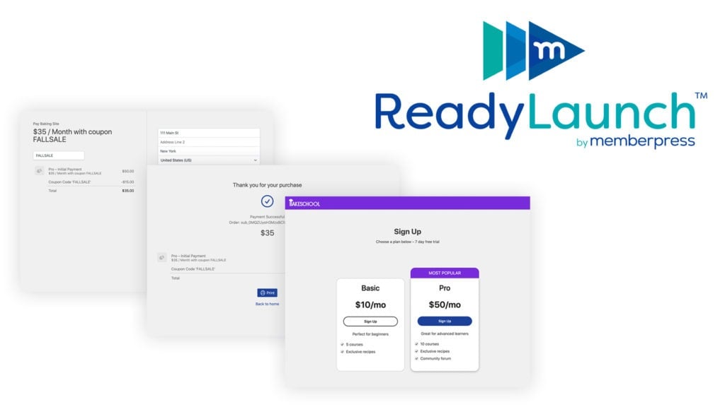 ReadyLaunch™ screens with logo