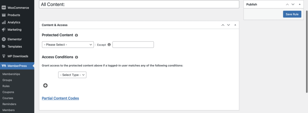 Adding membership rules in MemberPress.