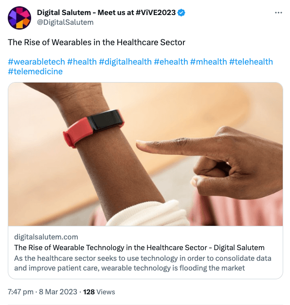 Tweet about rise of wearables in remote healthcare