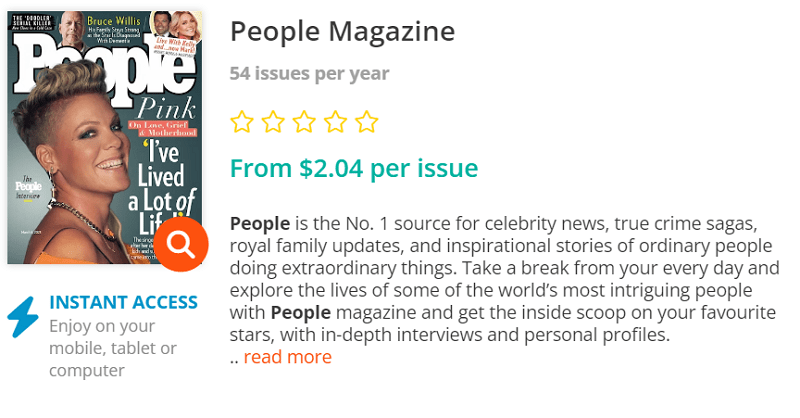 An example of a digital magazine subscription