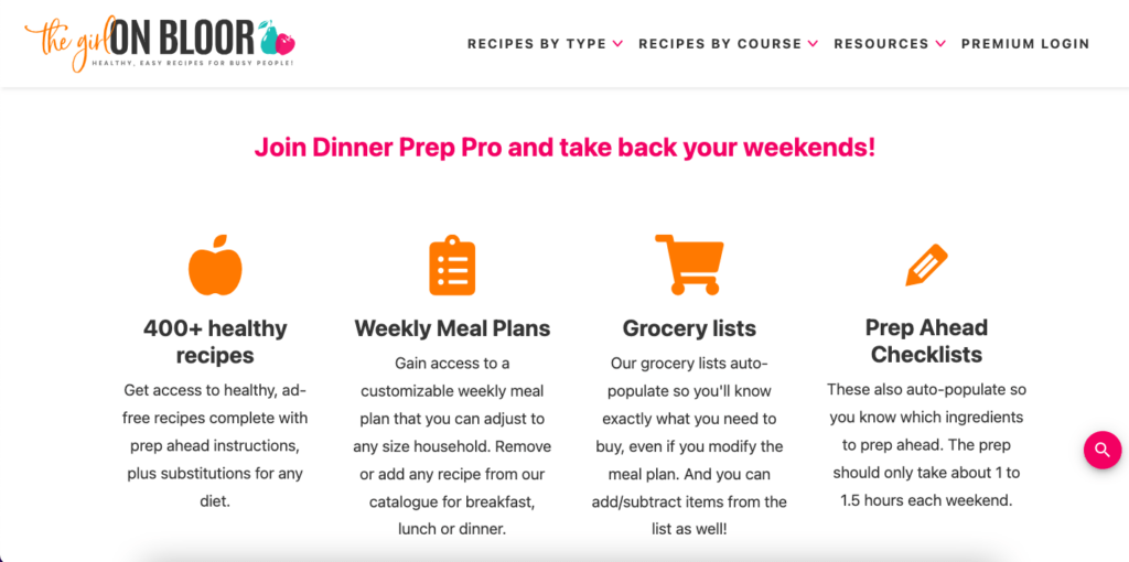 The-Girl-On-Bloor-meal-planning-membership-landing-page