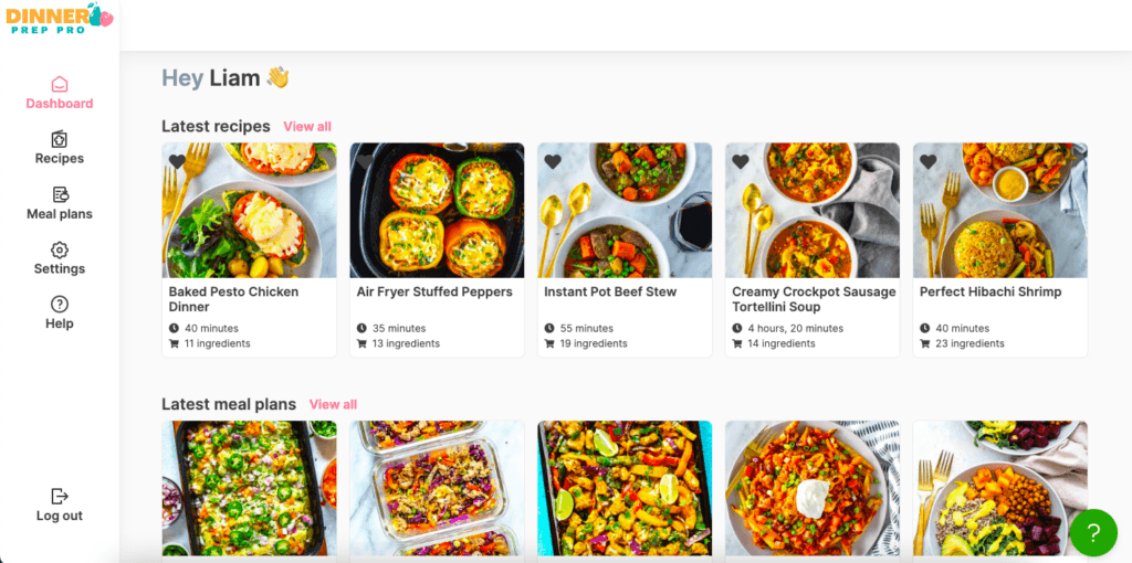 The Girl On Bloor's MealPro App meal planning app example