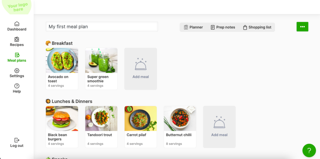 Creating a meal plan in MealPro App