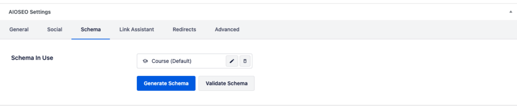 AIOSEO Kurs Standardschema Typ