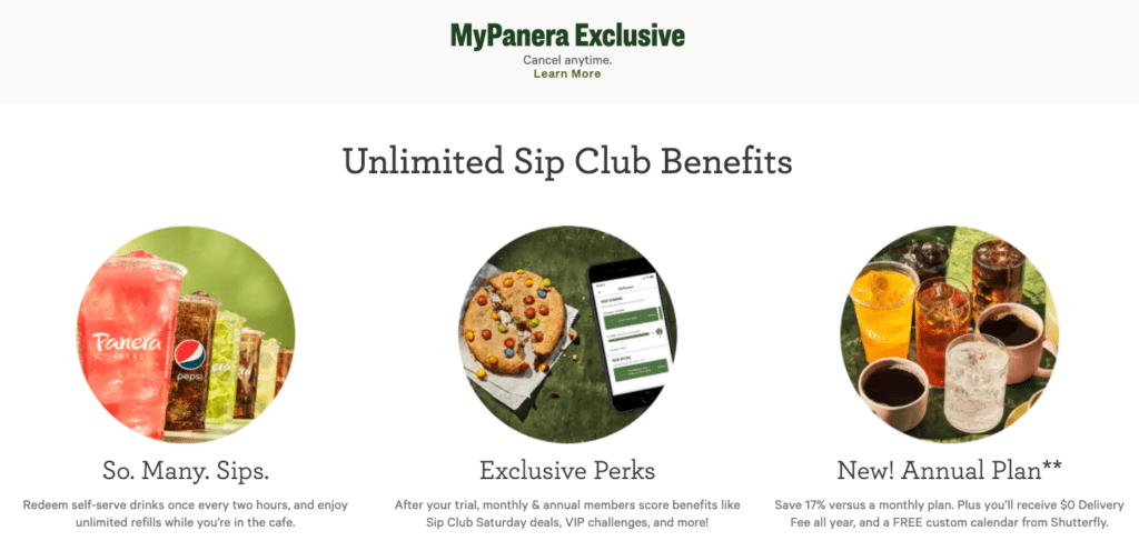 Panera Sip Club Membership Program