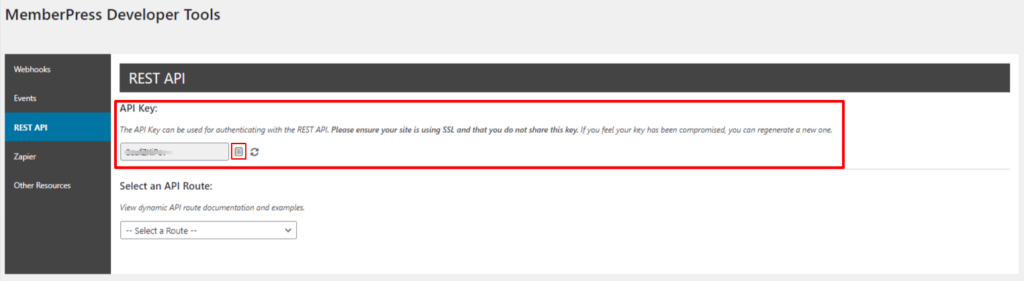 Access your MemberPress API Key in Developer add-on