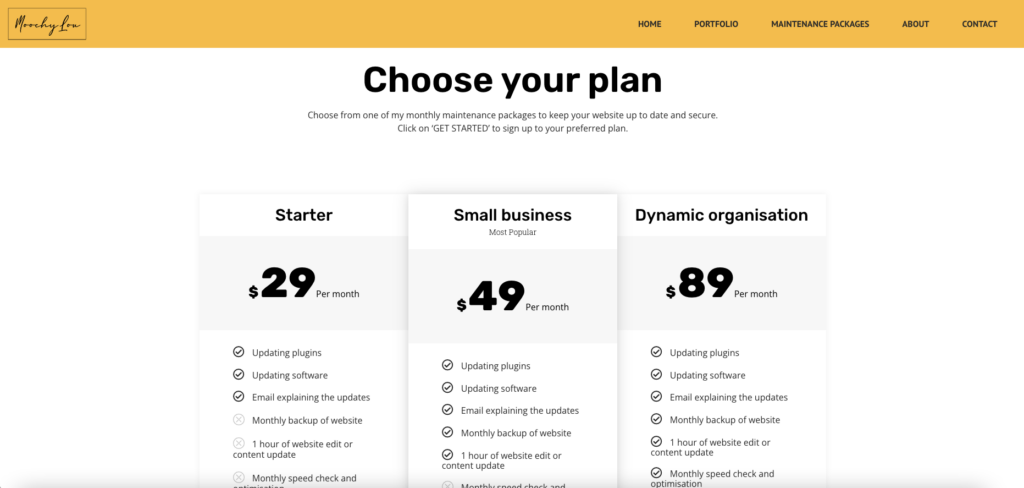 MoochyLou Design Agency Maintenance Packages