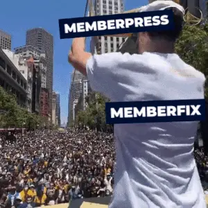 MemberFix holding a MemberPress trophy to its sea of clients.