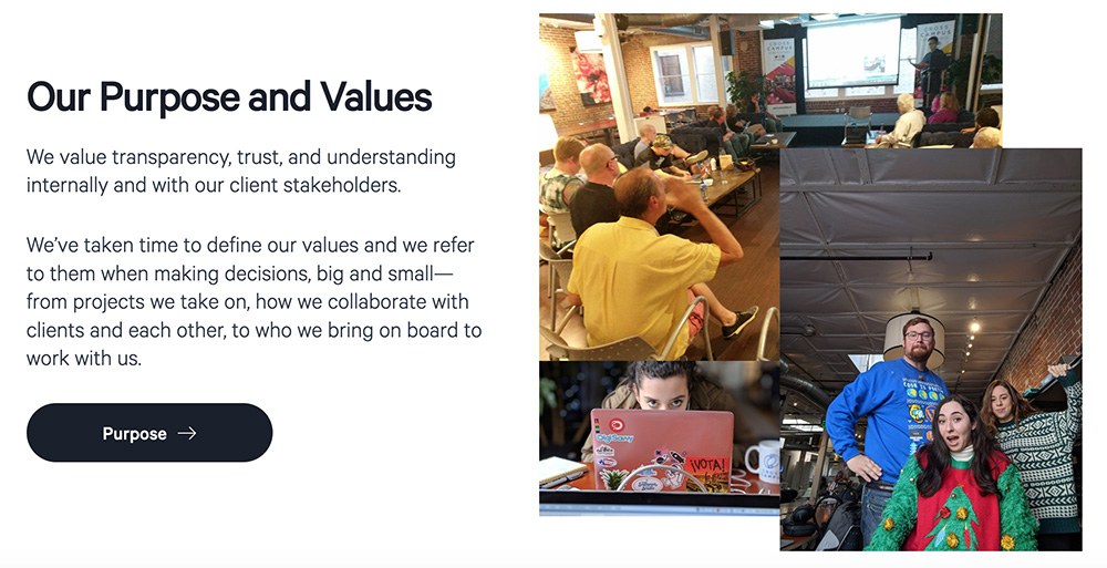 DigiSavvy's "Our Purpose and Values" page.