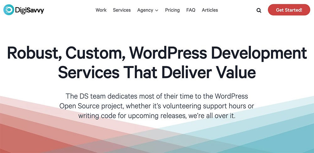 La page des services WordPress de DigiSavvy.