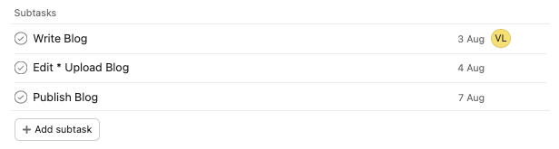 Subtasks Asana
