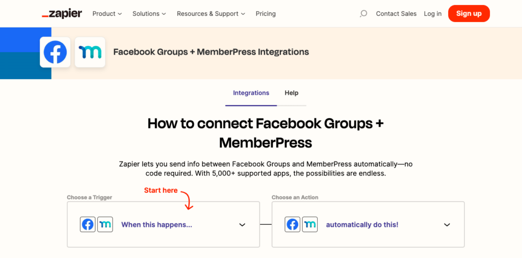 Zapier Memberpress Grupos de Facebook Integraciones