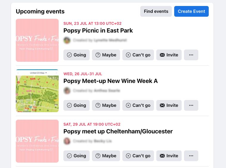 Popsy Facebook Group Meetups