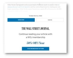 Wall Street Journal lead-in paywall