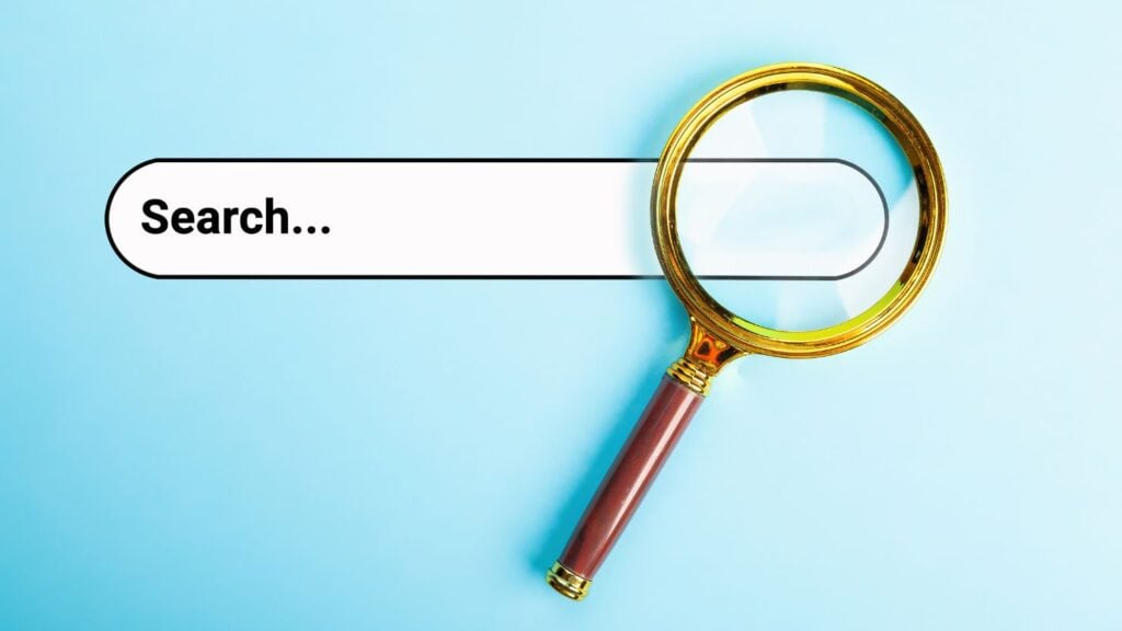 Search Bar and Magnifying Glass on Pink Background. Searching Information Data on Internet Networking Concept. Search Engine Bar, Search for Motivation. Magnifying Glass on Website Search Bar