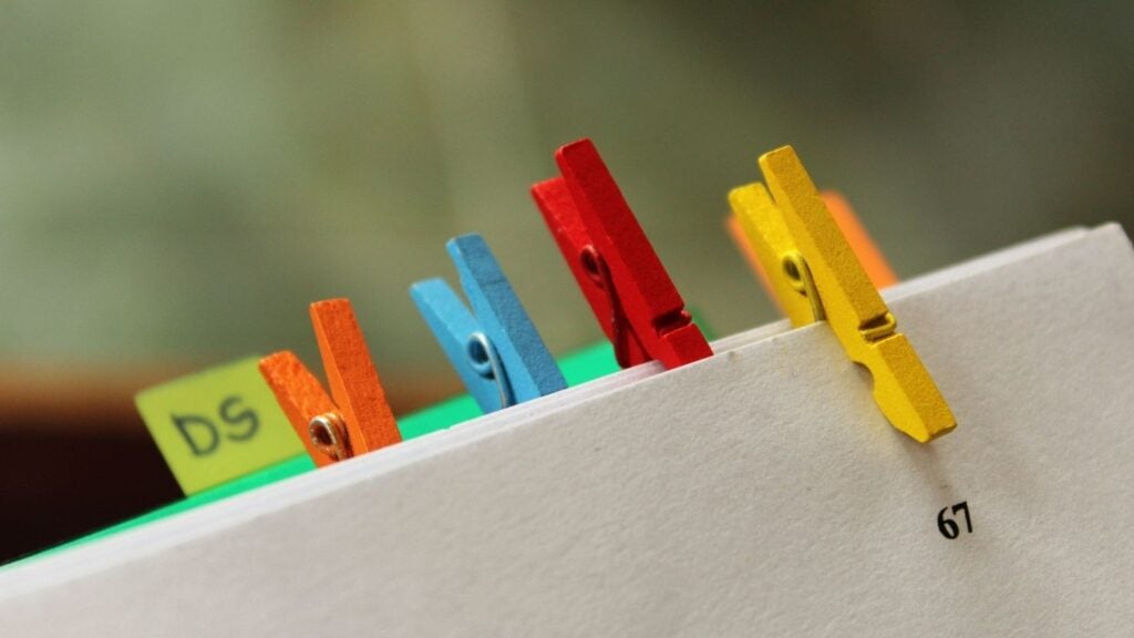 Clothespins as bookmarks