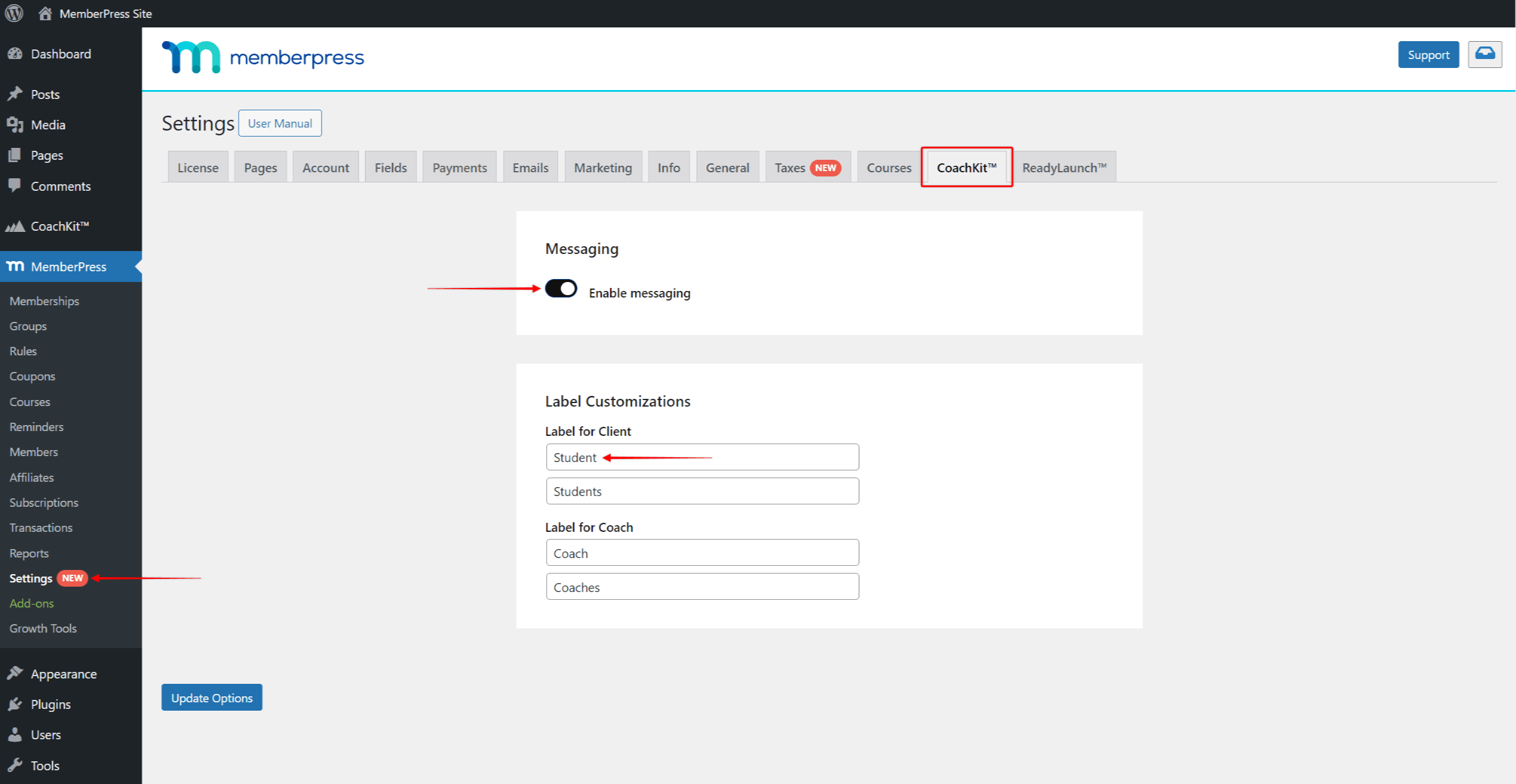 CoachKit - Settings