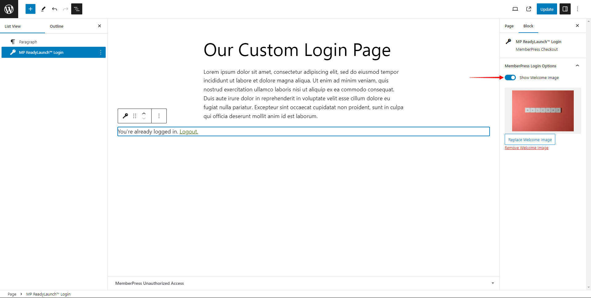 Personalização do modelo de login do ReadyLaunch™