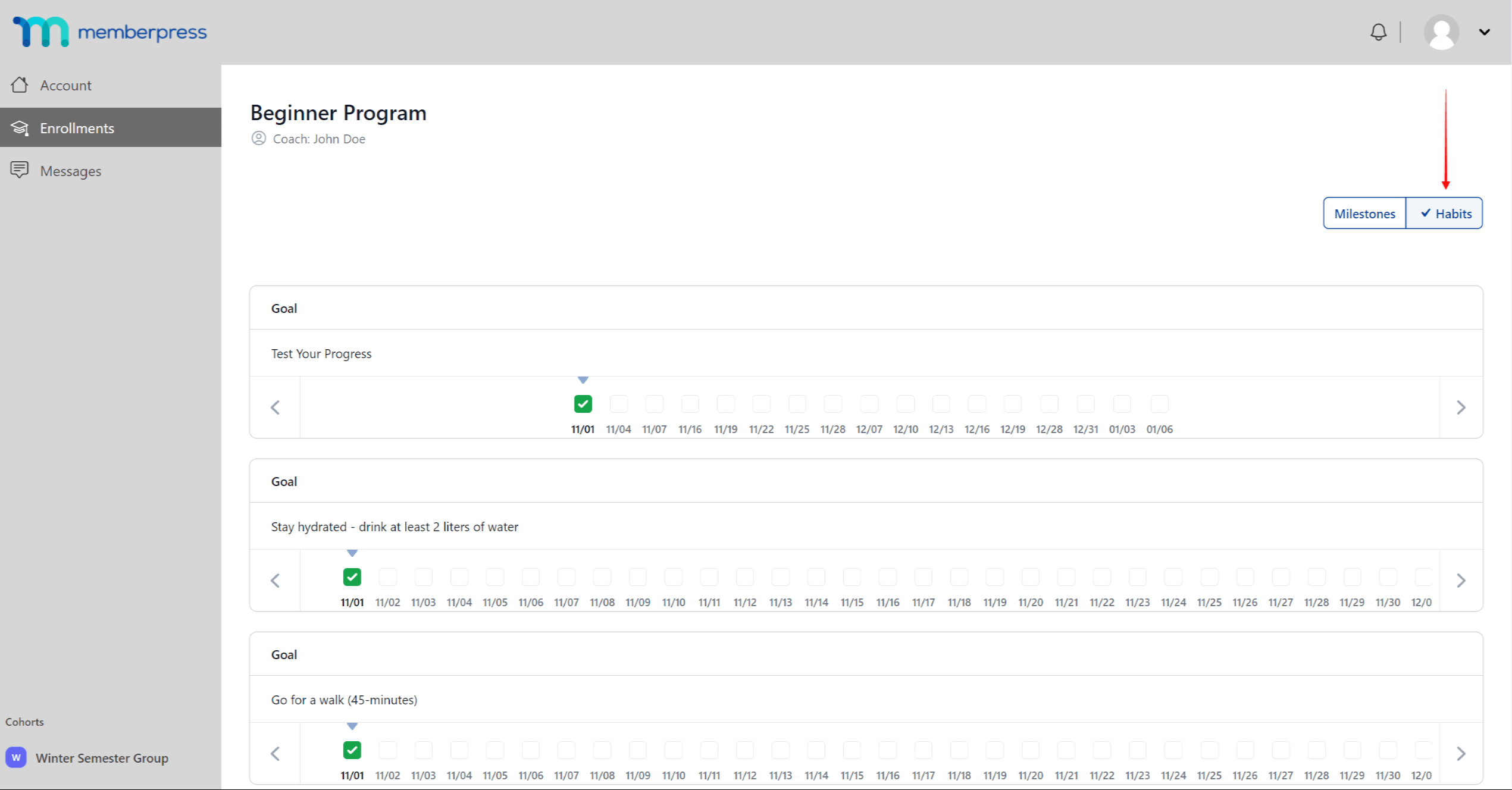 Coaching - Hábitos do programa