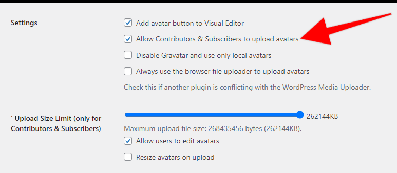 Contributor and Subscriber Avatar Settings