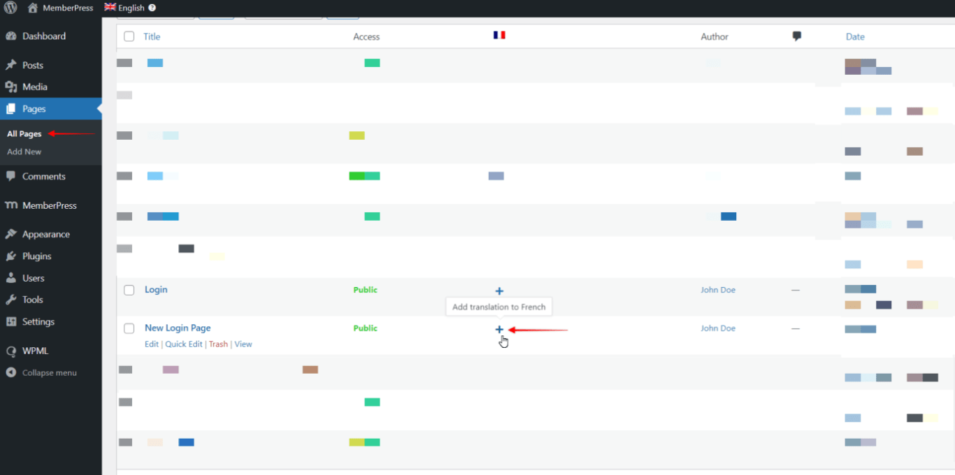 Añadir una traducción de página con WPML