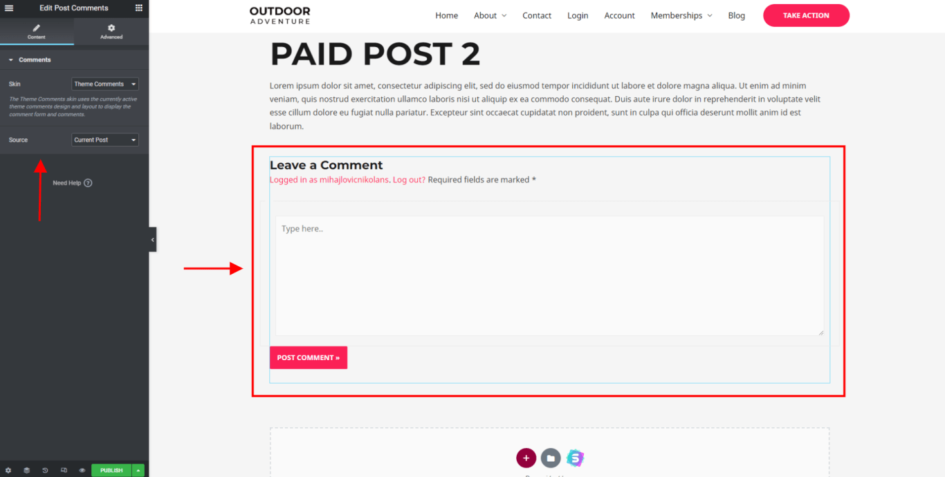 Elementor Post Comments Widget