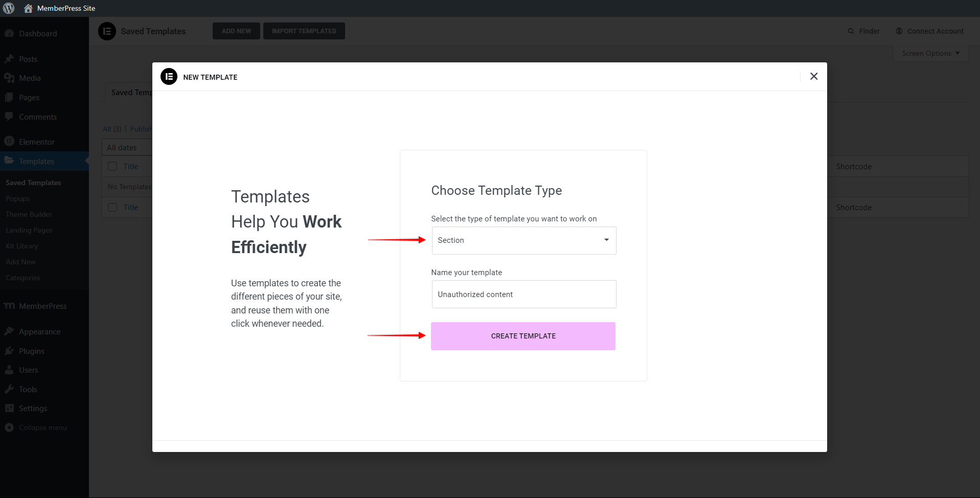 Elementor Pro - Criar um modelo de seção