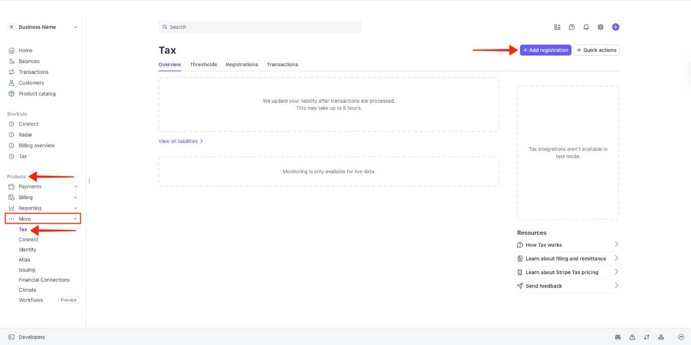 Steuerliche Registrierung hinzufügen