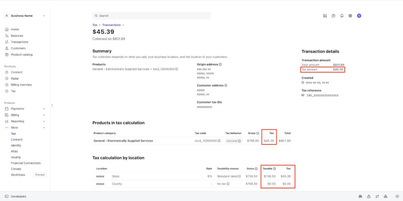 Angaben zur erhobenen Steuer